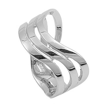 Details about   925 Sterling Silver Wave Ring for Women Girls Ocean Wave Design Thumb Band Ring